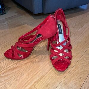 Elegant Red Strappy Heels